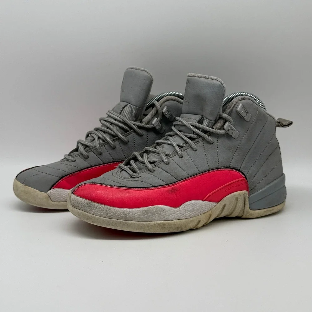 Jordan Air Jordan 12 Retro Kids Size 7Y Grey Pink 510815-060 Mid Top Sneakers